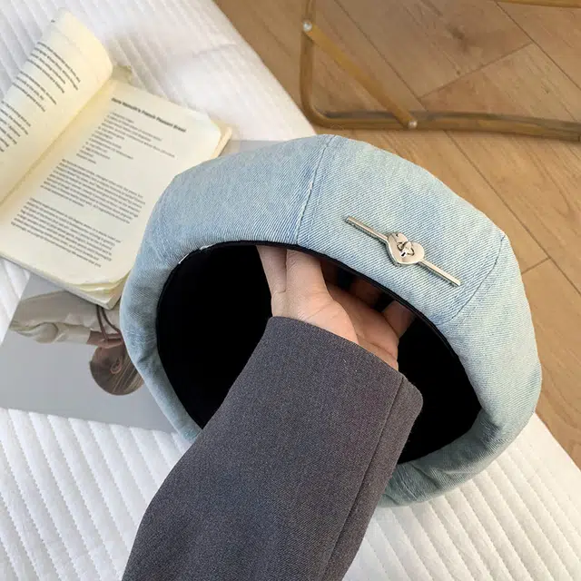 杨同学 复古百搭 涤纶 贝雷帽 女款 浅蓝/中蓝/深蓝