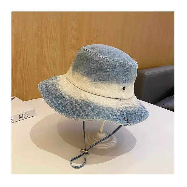杨同学 水洗牛仔渐变设计遮阳防晒大檐 涤纶 渔夫帽 女款