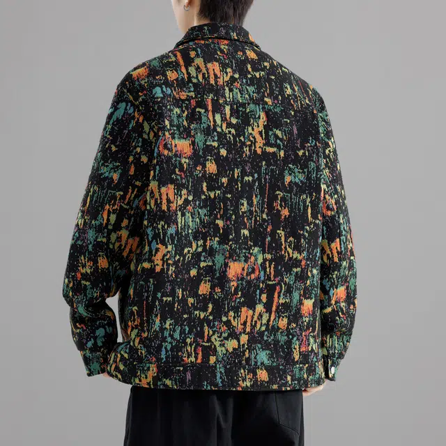 萌芽熊 美式高街系列外套碎花色织提花复古小香风美拉德色系情侣工装衬衫式个性百搭潮流宽松开衫学院风夹克 男女同款