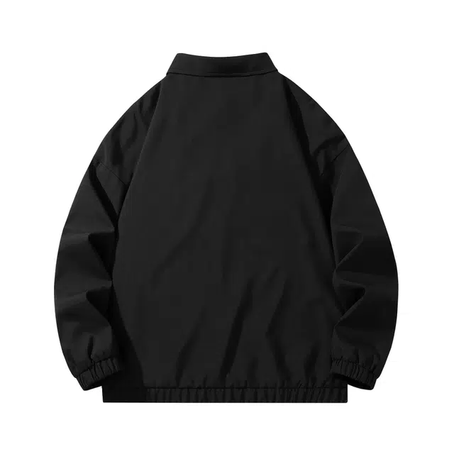 萌芽熊 美式高街系列通勤教练外套翻领复古字母印花宽松简约休闲运动上衣情侣百搭个性学院风户外潮流开衫夹克 男女同款