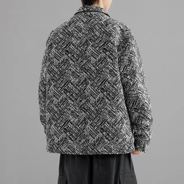 萌芽熊 美式高街系列外套格子几何提花复古小香风美拉德色系情侣工装衬衫式个性百搭潮流宽松开衫通勤夹克 男女同款