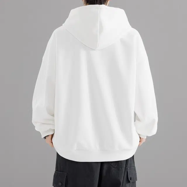 萌芽熊 美式高街系列长袖复古拼接宽松帽衫百搭字母印花学院风时尚潮流休闲打底衫连帽内搭上衣卫衣 男女同款