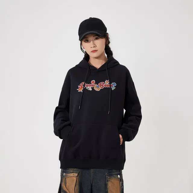 萌芽熊 萌芽熊美式休闲小熊水果字母印花设计宽松舒适长袖连帽卫衣 男女同款