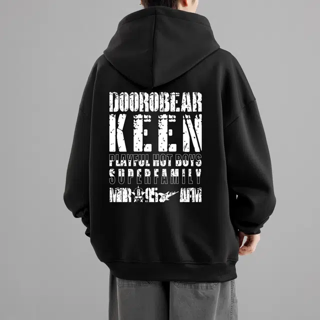 萌芽熊 美式高街长袖复古宽松帽衫百搭字母印花学院风时尚潮流休闲打底衫连帽内搭上衣卫衣 男女同款