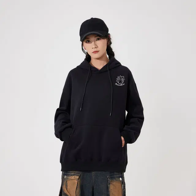 萌芽熊 萌芽熊美式高街卡通可爱蚊子眩晕眼猫咪休闲宽松舒适百搭精选个性高级户外运动日常通勤潮流时尚长袖连帽卫衣 男女同款
