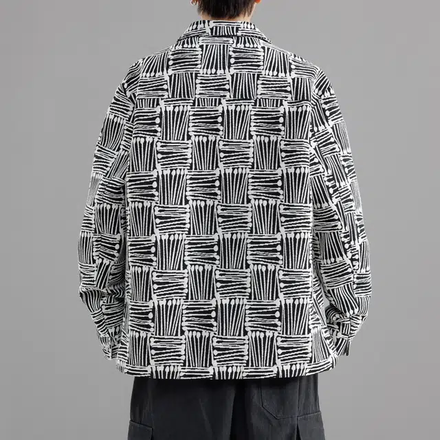 萌芽熊 美式高街系列外套格子几何提花复古小香风美拉德色系情侣工装衬衫式个性百搭潮流宽松开衫日常夹克 男女同款