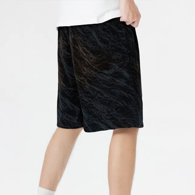 萌芽熊 扎染五分美式宽松签名花体撞色字母多彩抽绳学院风过膝简约百搭基础款跑步运动潮流透气日常通勤休闲短裤 男女同款