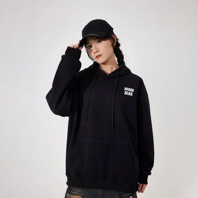 萌芽熊 萌芽熊美式高街仿刺绣可爱卡通小幽灵休闲宽松舒适百搭精选个性高级户外运动日常通勤潮流时尚连帽长袖卫衣 男女同款
