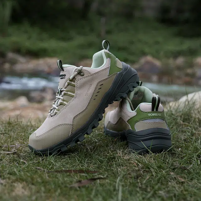 探路者 春秋户外旅行超轻运动 防滑耐磨防水 低帮 登山鞋 女款 浅沙绿色