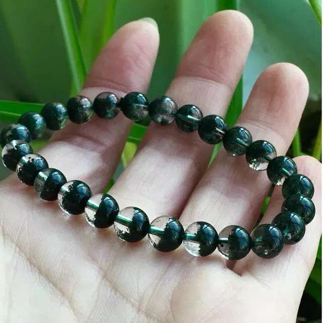 灵运宝 转运招财聚宝盆晶体通透 微红 晶体干净天然 绿幽灵 水晶手串 男女同款情侣款