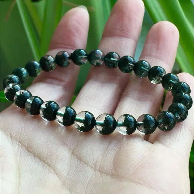 灵运宝 转运招财聚宝盆晶体通透 微红 晶体干净天然 绿幽灵 水晶手串 男女同款情侣款