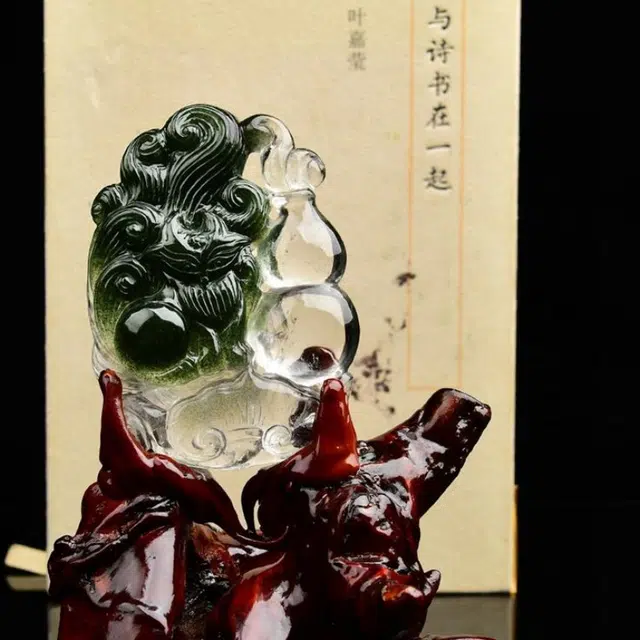 灵运宝 【师傅已加能量】#转运巴西俏色九尾狐狸 葫芦配证晶体干净磁场能量强天然 绿幽灵 摆件 男女同款情侣款