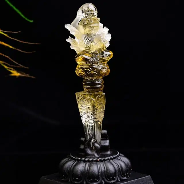 灵运宝 转运招财巴西千手大黑天金刚杵晶体干净天然 黄水晶 摆件 男女同款情侣款