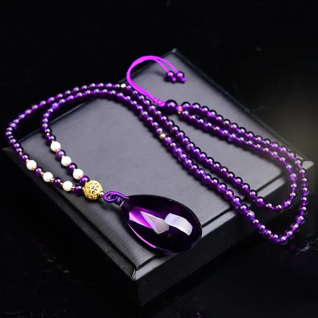 灵运宝 【师傅加持能量】转运招财大颗粒水滴#好运天然 紫水晶 吊坠 男女同款情侣款