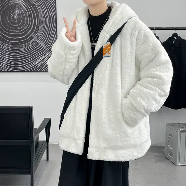 北欧攻略 韩系高级棉衣男款冬季加绒加厚羊羔绒外套潮流宽松连帽棉袄羊羔毛棉服 男女同款