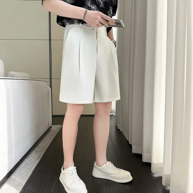 北欧攻略 高级感轻熟风品质冰丝垂感五分裤舒适亲肤透气商务通勤百搭休闲短裤 男女同款