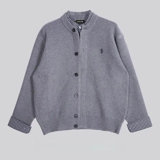 北欧攻略 秋冬季慵懒风假两件格子拼接毛衣开衫外套软糯舒适显瘦老钱风痞帅长袖针织衫 男女同款