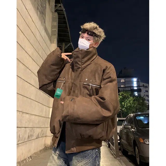 北欧攻略 美式复古美拉德短款皮衣棉衣冬季加厚外套保暖宽松休闲棉袄棉服 男女同款