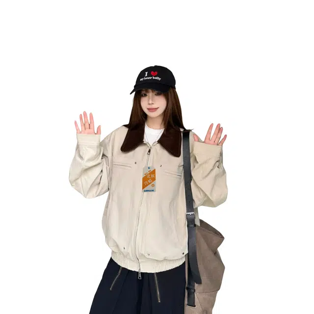 北欧攻略 美式休闲复古宽松小众翻领高质量夹克 男女同款