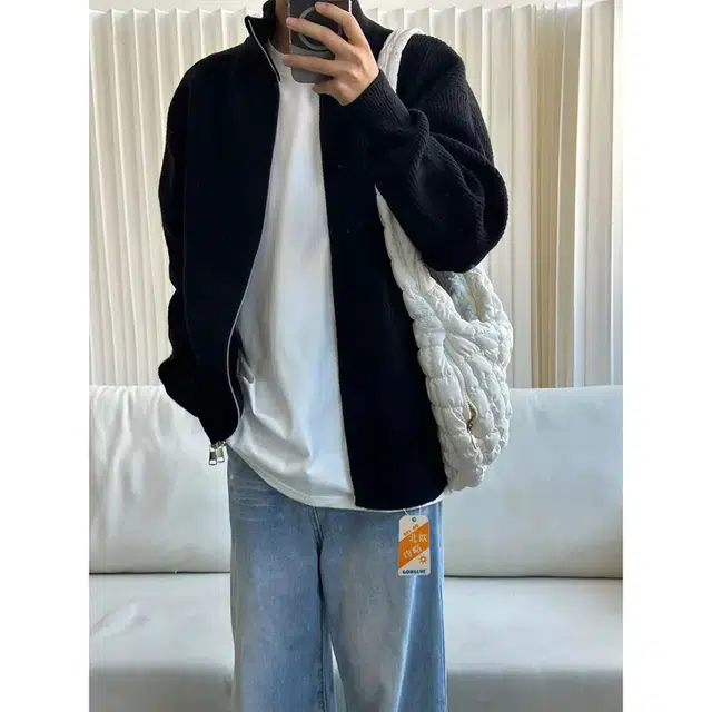 北欧攻略 秋冬重磅高品质美式正肩慵懒风针织衫开衫拉链外套痞帅高级感宽松大码显瘦极简风纯色百搭休闲外穿毛线衣情侣学生毛衣 男女同款