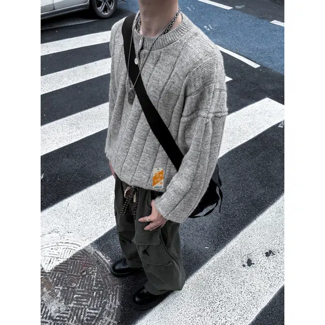 北欧攻略 秋冬重磅高密度高品质慵懒风亨利领三粒扣针织衫套头外套氛围感宽松大码显瘦小众设计感外穿内搭打底衫长袖毛衣 男女同款