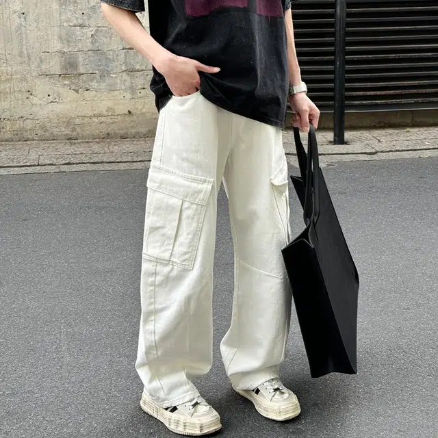 北欧攻略 高品质极简风弯刀裤痞帅松弛感舒适透气亲肤多口袋工装直筒牛仔裤 男女同款