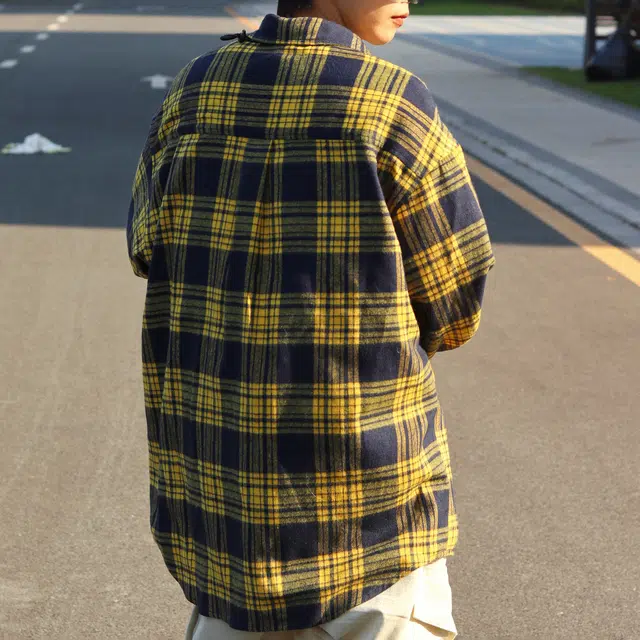 北欧攻略 复古潮流格子拼接撞色宽松大码显瘦早秋衬衣外套外穿内搭叠穿休闲通勤松弛感痞帅长袖衬衫 男女同款
