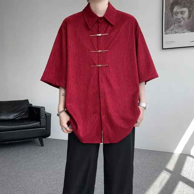 费尔岛上的猫 新中式风格多样短袖衬衣融合多种特色兼具舒适与高级感衬衫 男女同款