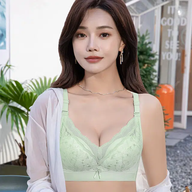 波波女神 小胸显大无钢圈侧收副乳调整型上托提拉抗菌无痕高弹舒适运动日常蕾丝文胸 女款 礼盒装