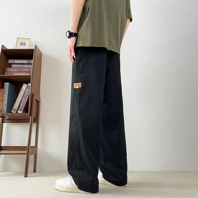 寻星记 美式潮牌纯棉夏季男生透气宽松多口袋凉感垂感运动阔腿裤休闲裤 男女同款