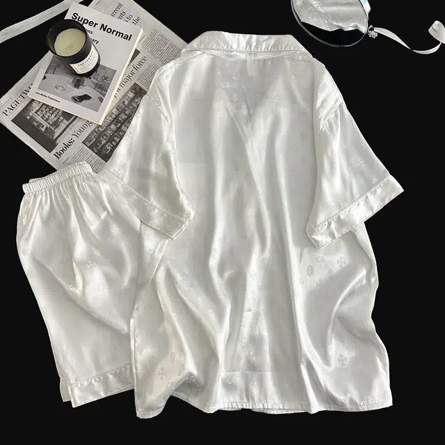 俏韵 翻领夏季冰丝甜美短袖短裤休闲舒适薄款家居服可外穿睡衣套装 女款