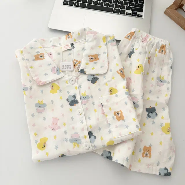 俏韵 翻领卡通动物夏季甜美可爱短袖短裤夏天休闲舒适薄款家居服可外穿睡衣套装 女款