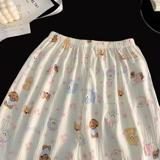 俏韵 翻领卡通夏季云朵棉短袖短裤甜美可爱舒适休闲薄款家居服可外穿睡衣套装 女款