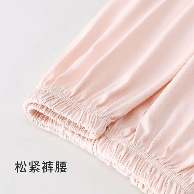 俏韵 圆领夏季舒适带胸垫短袖三件套甜美可爱夏天薄款家居服可外穿睡衣套装 女款