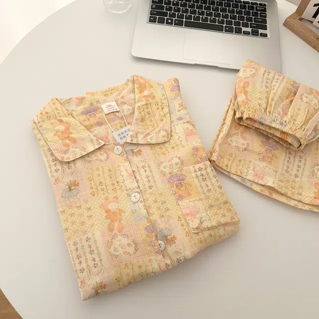 俏韵 翻领卡通夏季甜美可爱短袖短裤夏天休闲舒适薄款家居服可外穿睡衣套装 女款