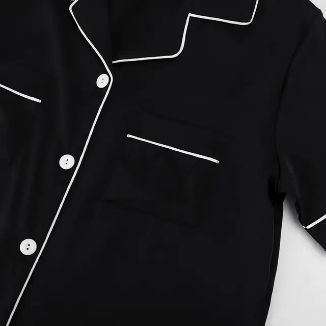 俏韵 凉感翻领开衫短袖长裤纯色高级感家居服睡衣套装 男女同款