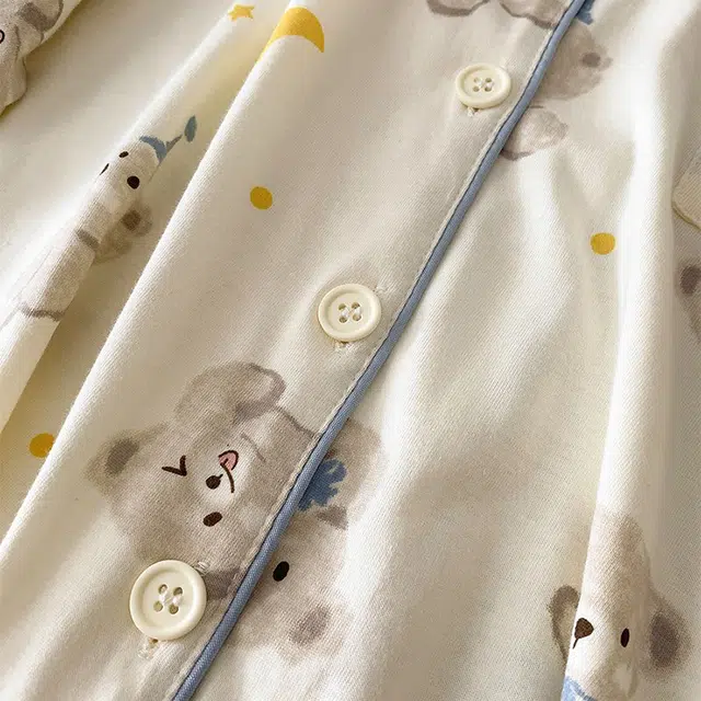 俏韵 舒适亲肤小熊短袖可爱家居服睡衣套装 女款 杏色