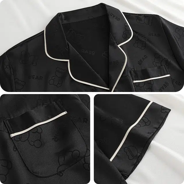 俏韵 翻领高级感小熊短袖凉感家居服可外穿睡衣套装 男款