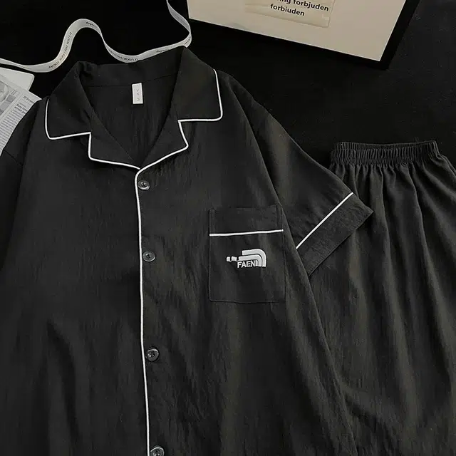 俏韵 翻领夏季云朵棉短袖短裤简约休闲风大码家居服可外穿睡衣套装 男款