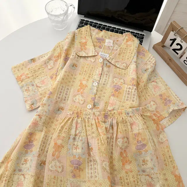 俏韵 翻领卡通夏季甜美可爱短袖短裤夏天休闲舒适薄款家居服可外穿睡衣套装 女款