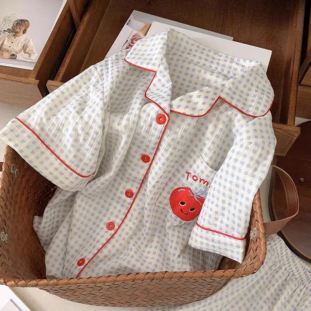 俏韵 翻领卡通舒适短袖短裤甜美家居服可外穿睡衣套装 女款