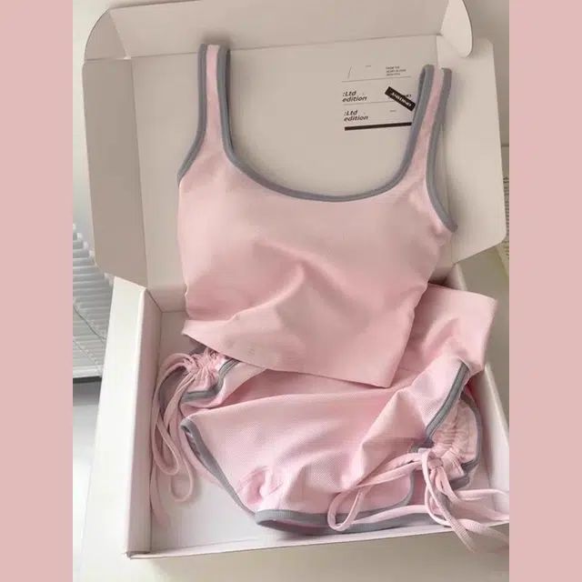 俏韵 圆领夏季吊带甜美可爱短裤舒适薄款家居服可外穿睡衣套装 女款