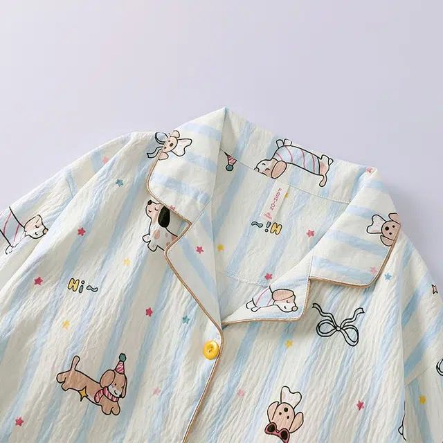 俏韵 翻领卡通春秋季云朵棉舒适长袖长裤甜美可爱薄款家居服可外穿睡衣套装 女款