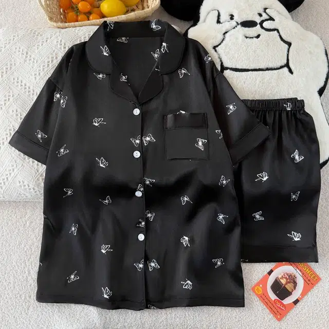 俏韵 翻领夏季天冰丝短袖简约甜美舒适薄款家居服可外穿睡衣套装 女款