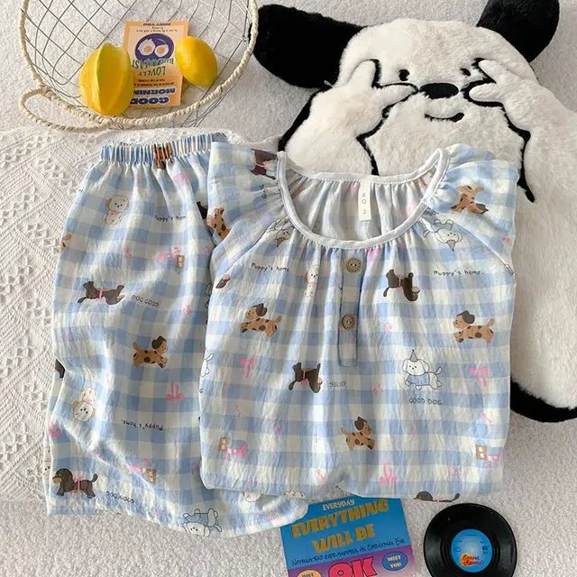 俏韵 圆领卡通夏季款云朵棉甜美可爱短袖短裤薄款家居服可外穿睡衣套装 女款