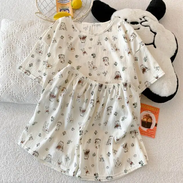 俏韵 圆领夏季云朵棉甜美可爱小狗短袖舒适薄款家居服可外穿睡衣套装 女款