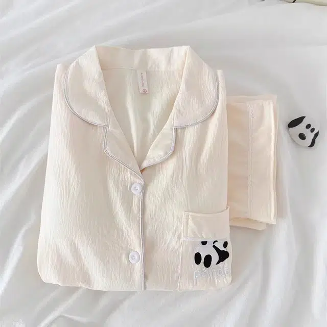 俏韵 熊猫卡通刺绣家居服睡衣套装 男女同款