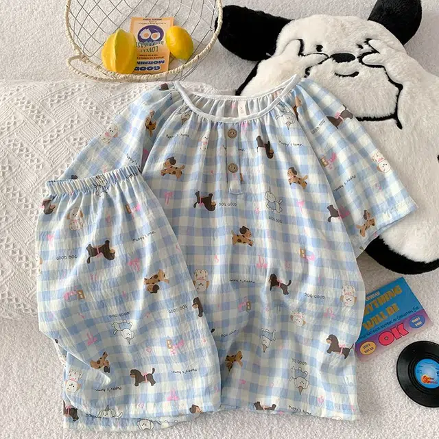 俏韵 圆领卡通夏季款云朵棉甜美可爱短袖短裤薄款家居服可外穿睡衣套装 女款