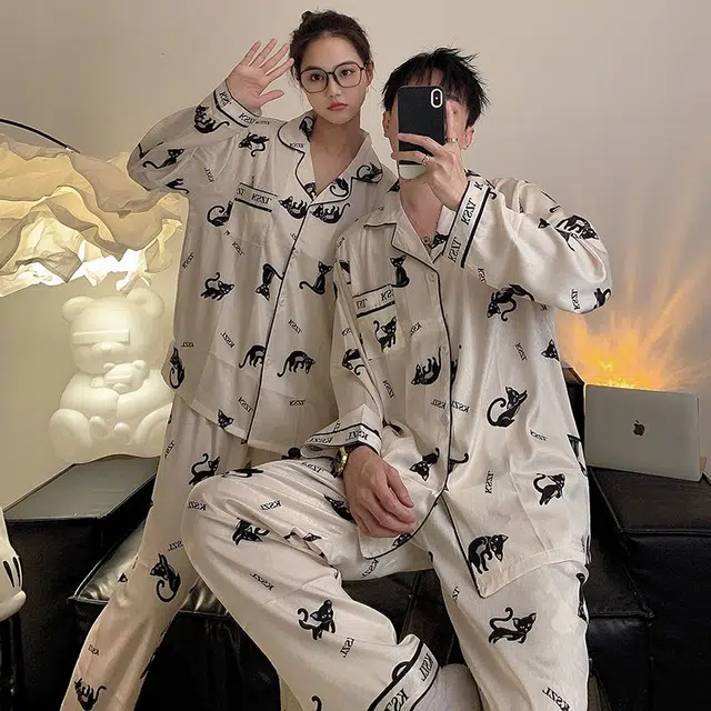 俏韵 休闲开衫提花家居服简约舒适睡衣套装 男女同款 图片色