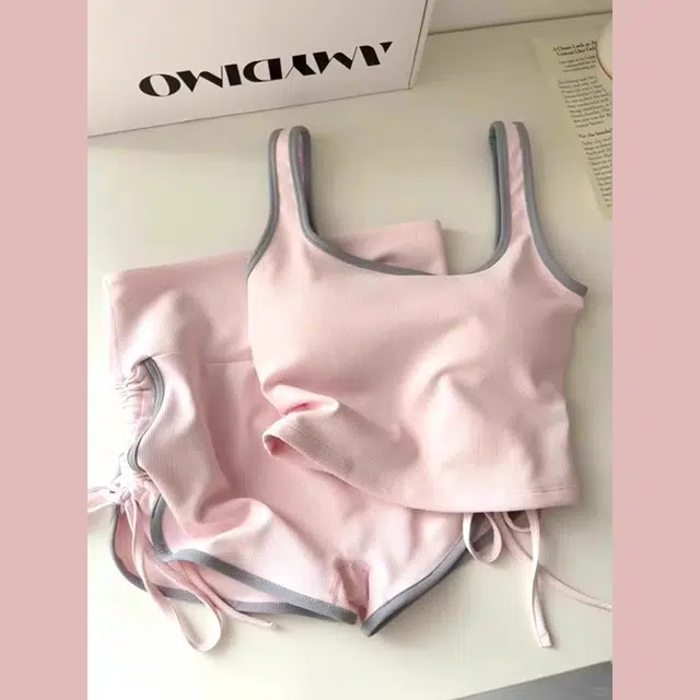 俏韵 圆领夏季吊带甜美可爱短裤舒适薄款家居服可外穿睡衣套装 女款